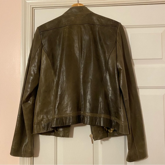 Olive Leather Jacket - Laundry by Shelli Segal - Picture 6 of 8